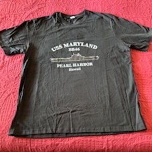 New Tee shirt  black with USS Maryland BB46 Pearl Harbor  Hawaii   XL